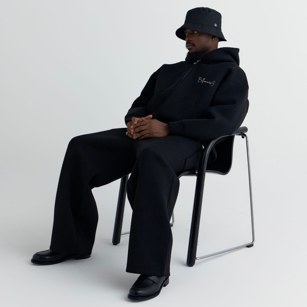 BillionaireZ® Signature Zipper Oversized Coord Set – Jet Black