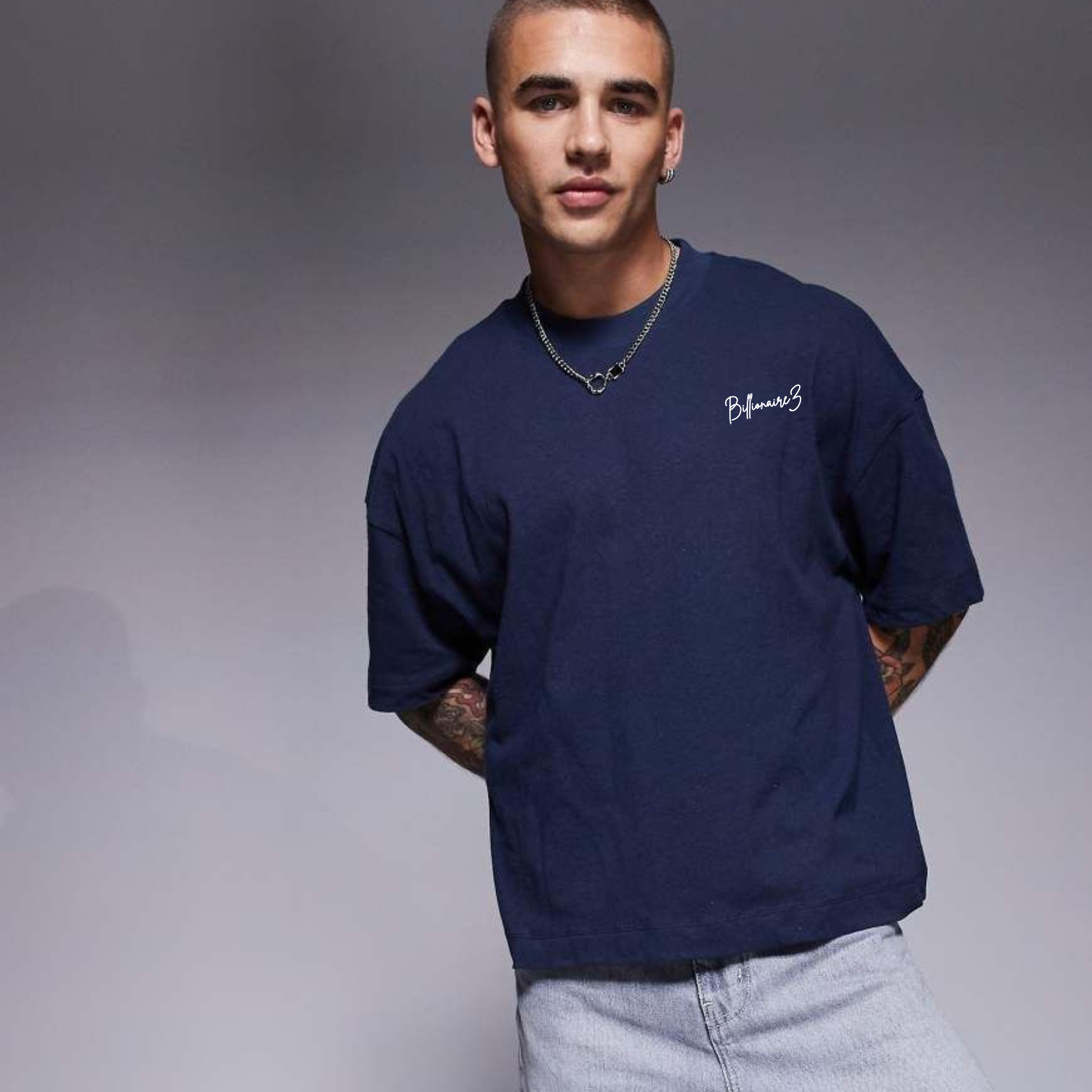 BillionaireZ Signature Oversized Tee – Midnight Blue
