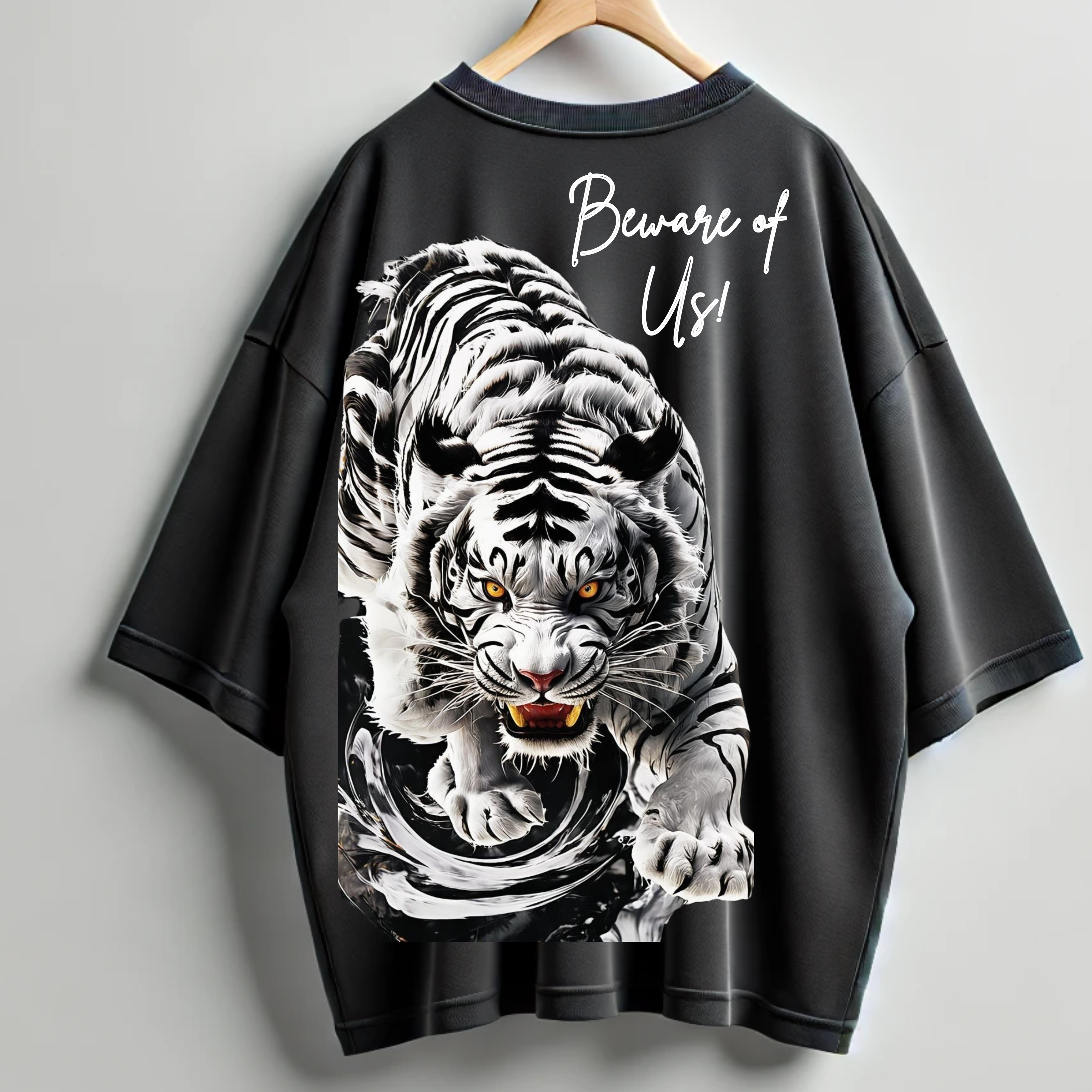 Billionairez White Tiger Energy Oversized Tee