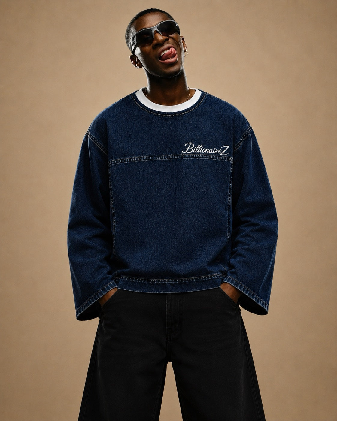 BillionaireZ Denim Flared Signature Tee