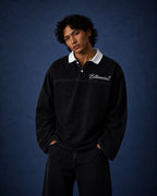 BillionaireZ Black Denim Flared Polo Tee