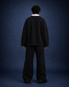 BillionaireZ Black Denim Flared Polo Tee