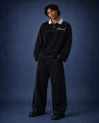 BillionaireZ Black Denim Flared Polo Tee