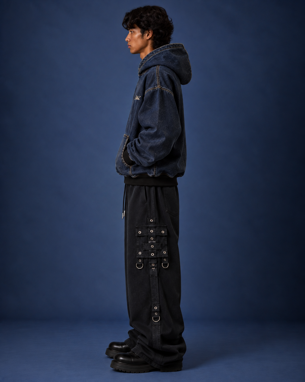 BillionaireZ Indigo Relic Denim Hoodie