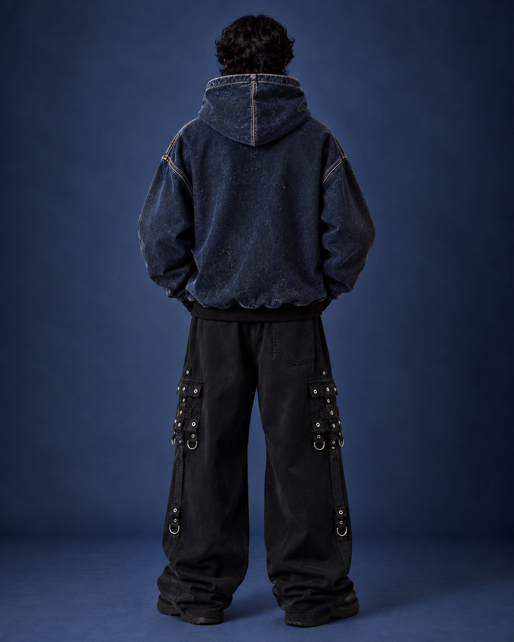 BillionaireZ Indigo Relic Denim Hoodie
