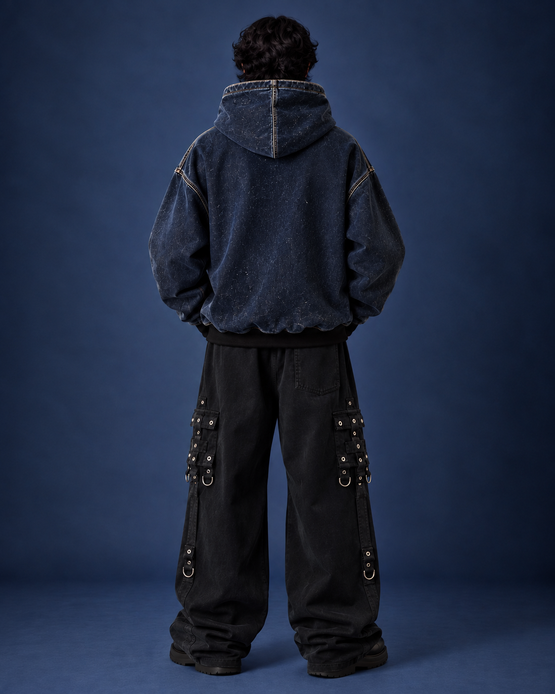 BillionaireZ Indigo Relic Denim Hoodie