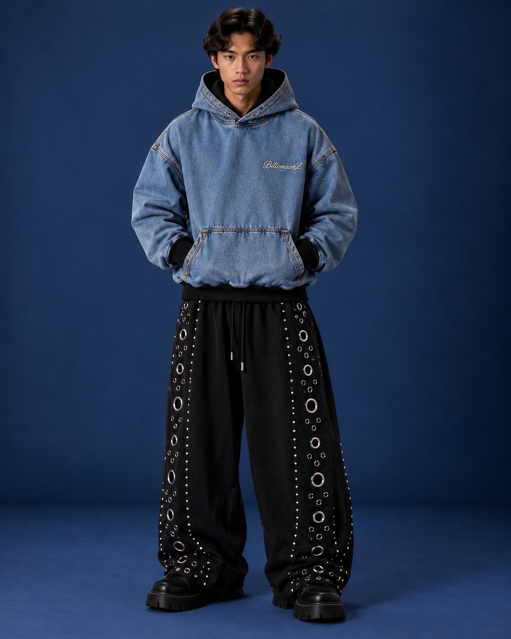 BillionaireZ Glacier Wash Denim Hoodie