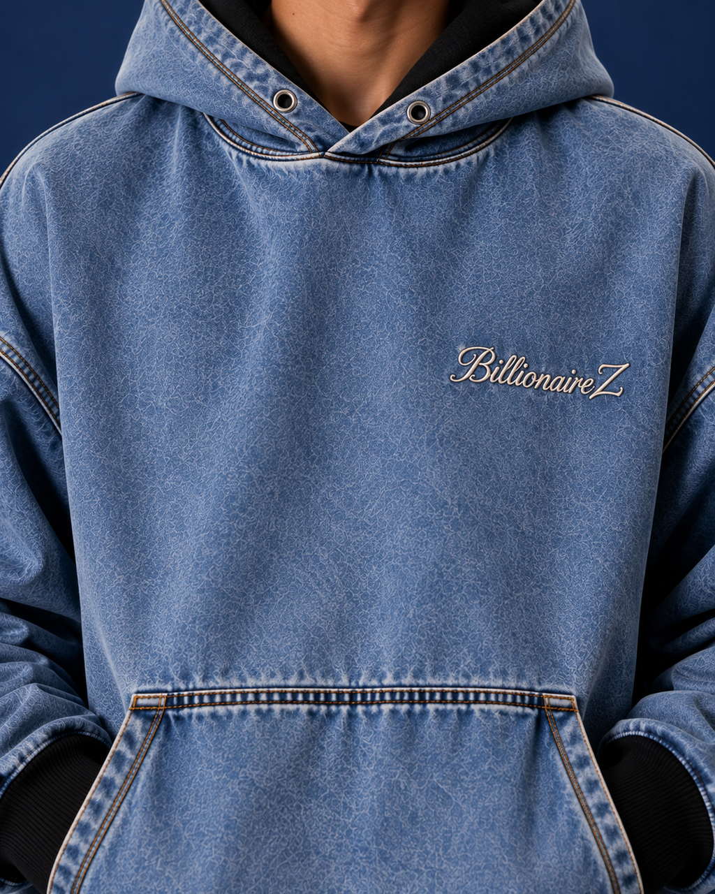 BillionaireZ Glacier Wash Denim Hoodie