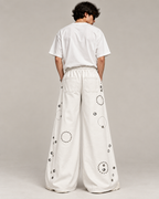 BillionaireZ Orbit Studded Flare Joggers (Ivory)