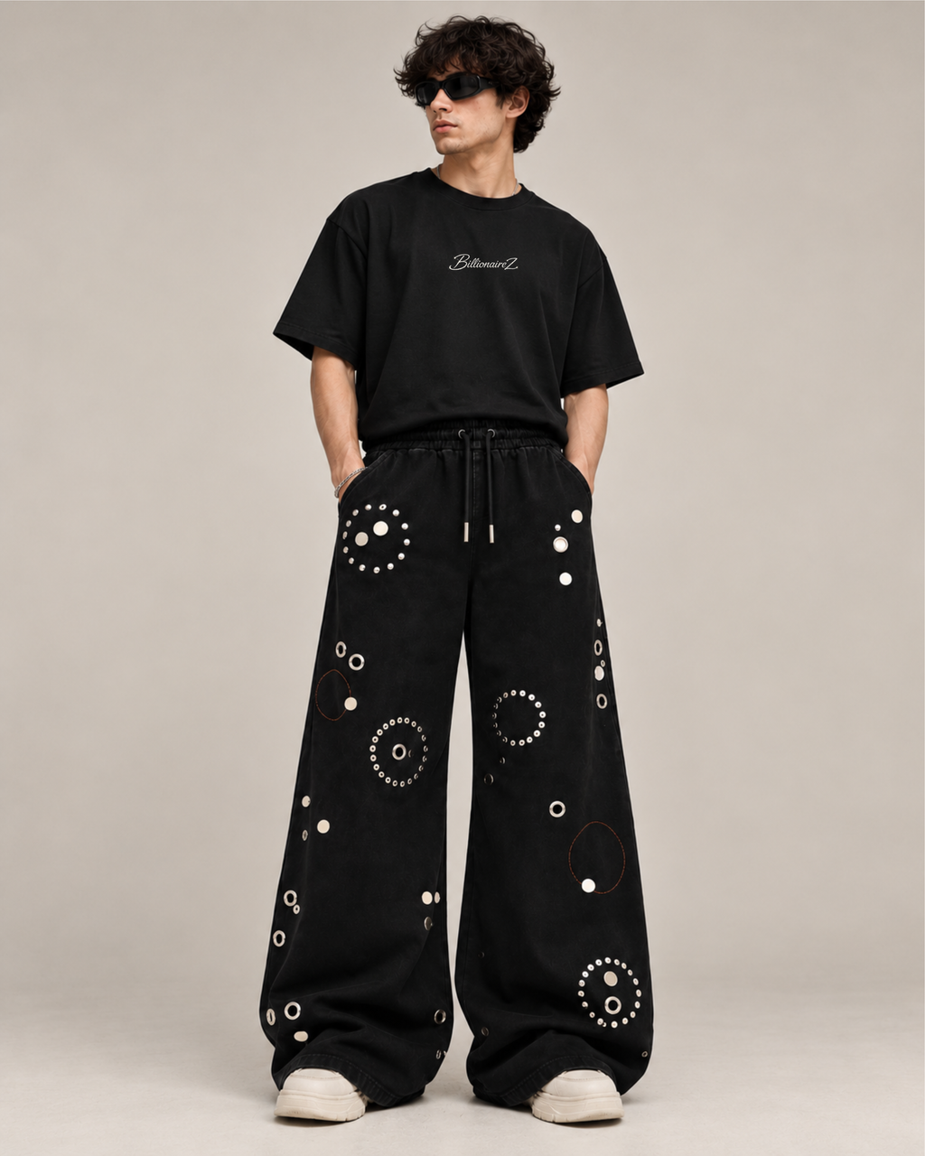 BillionaireZ Orbit Studded Flare Joggers (Black)