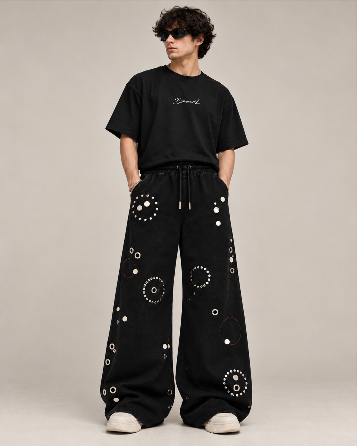BillionaireZ Orbit Studded Flare Joggers (Black)