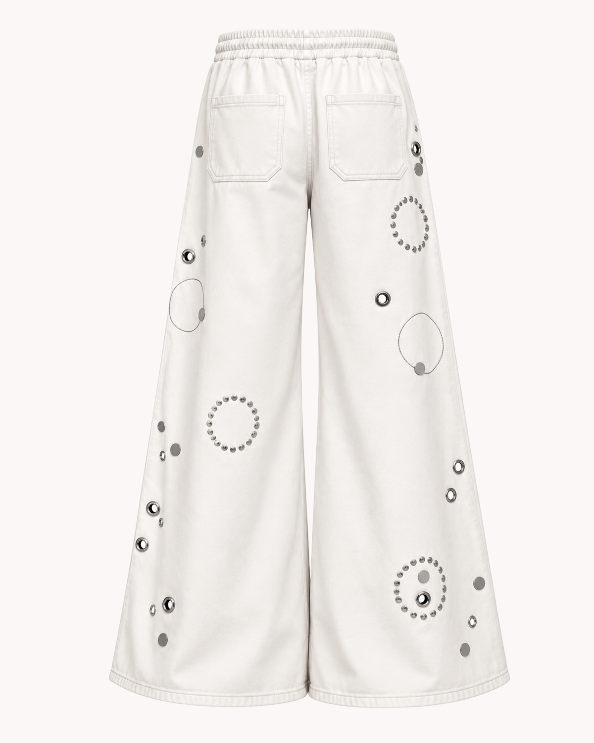 BillionaireZ Orbit Studded Flare Joggers (Ivory)