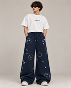 BillionaireZ Orbit Studded Flare Joggers (Navy)