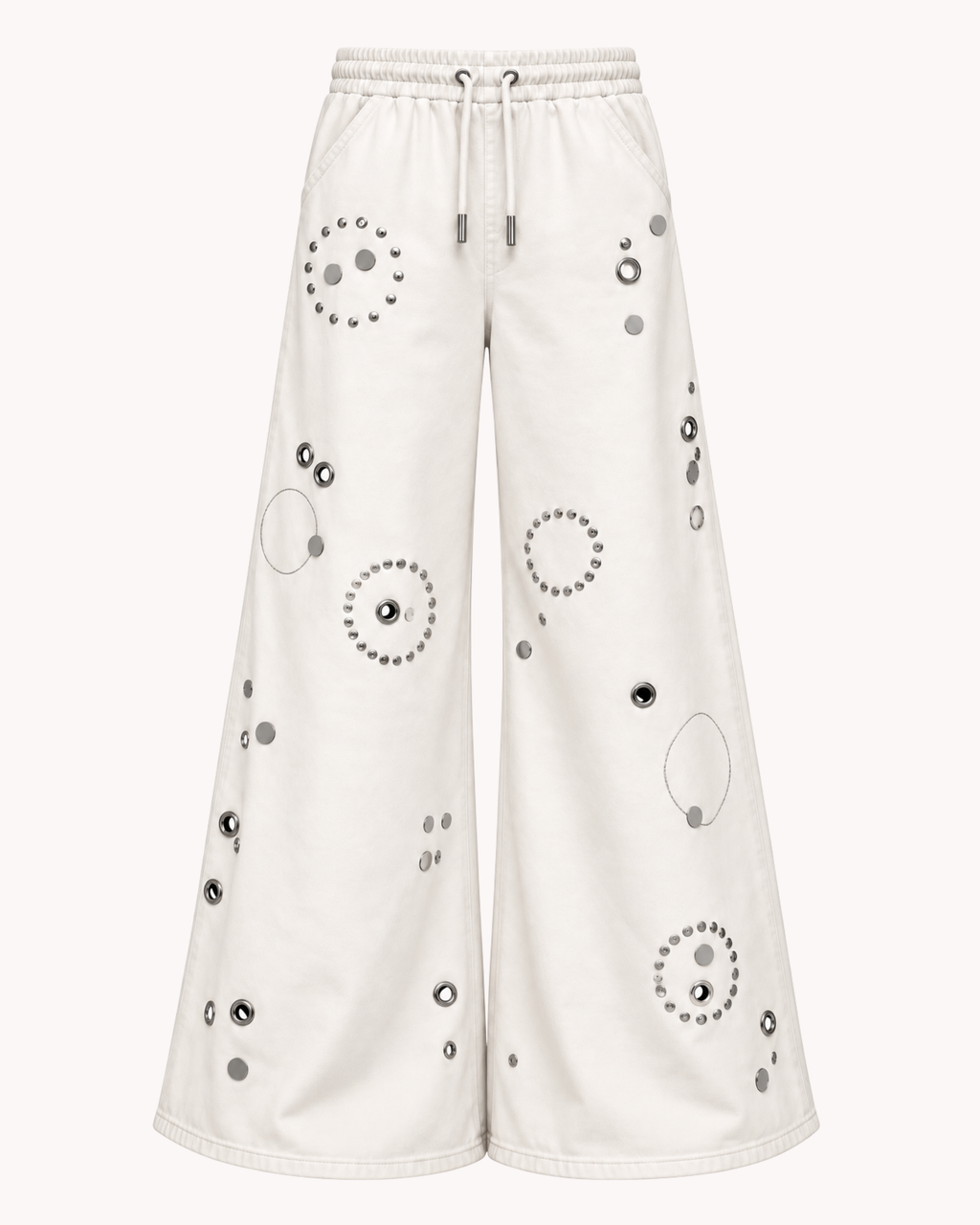 BillionaireZ Orbit Studded Flare Joggers (Ivory)