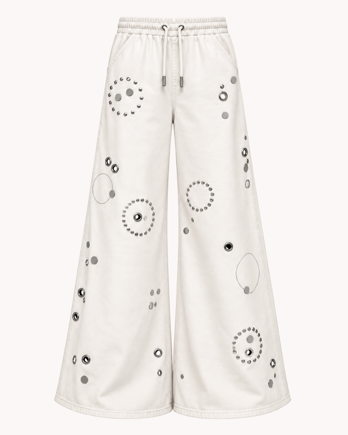 BillionaireZ Orbit Studded Flare Joggers (Ivory)