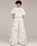 BillionaireZ Orbit Studded Flare Joggers (Ivory)